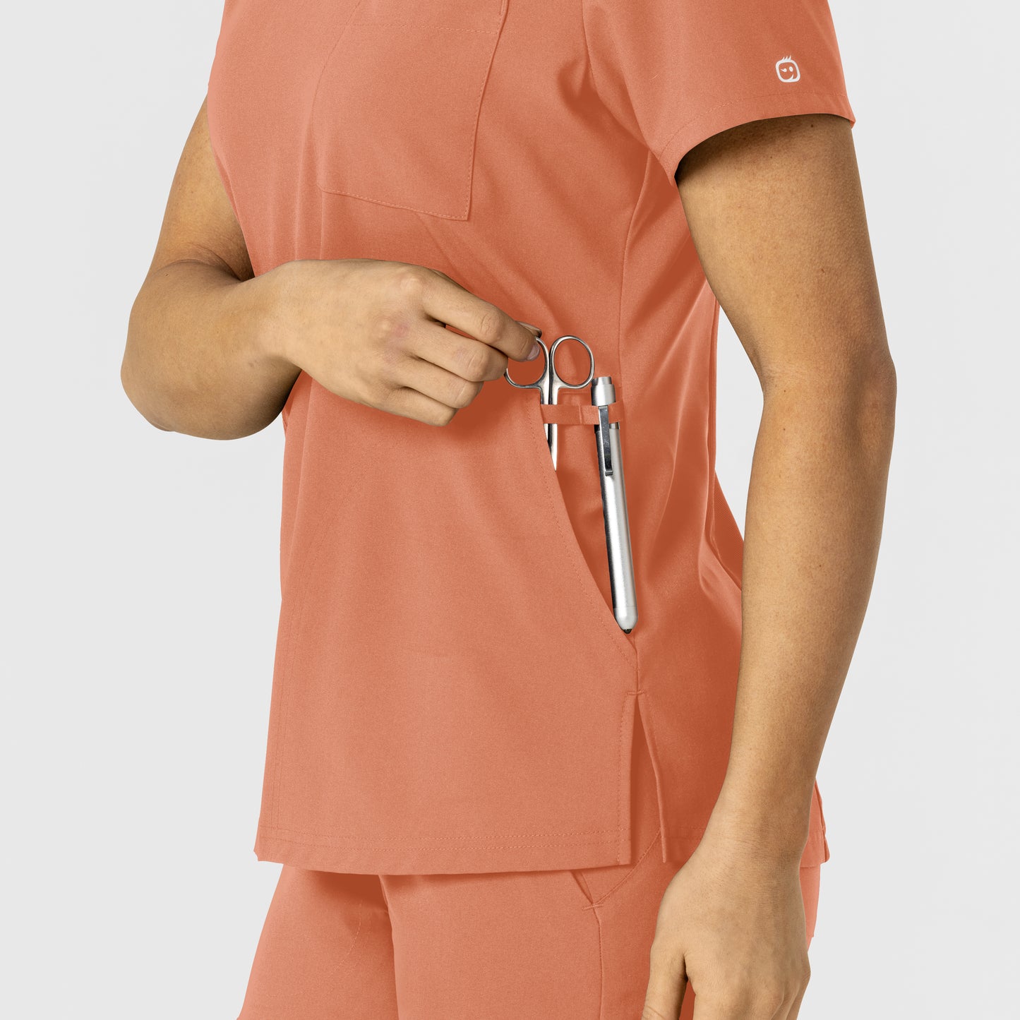 W123 6045 Flex-n-Reach V-Neck Scrub Top Terracotta Model Image Alternate | Wink