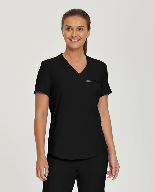 Forward LT101 Women's 2 Pocket V Neck Scrub Top Black Image