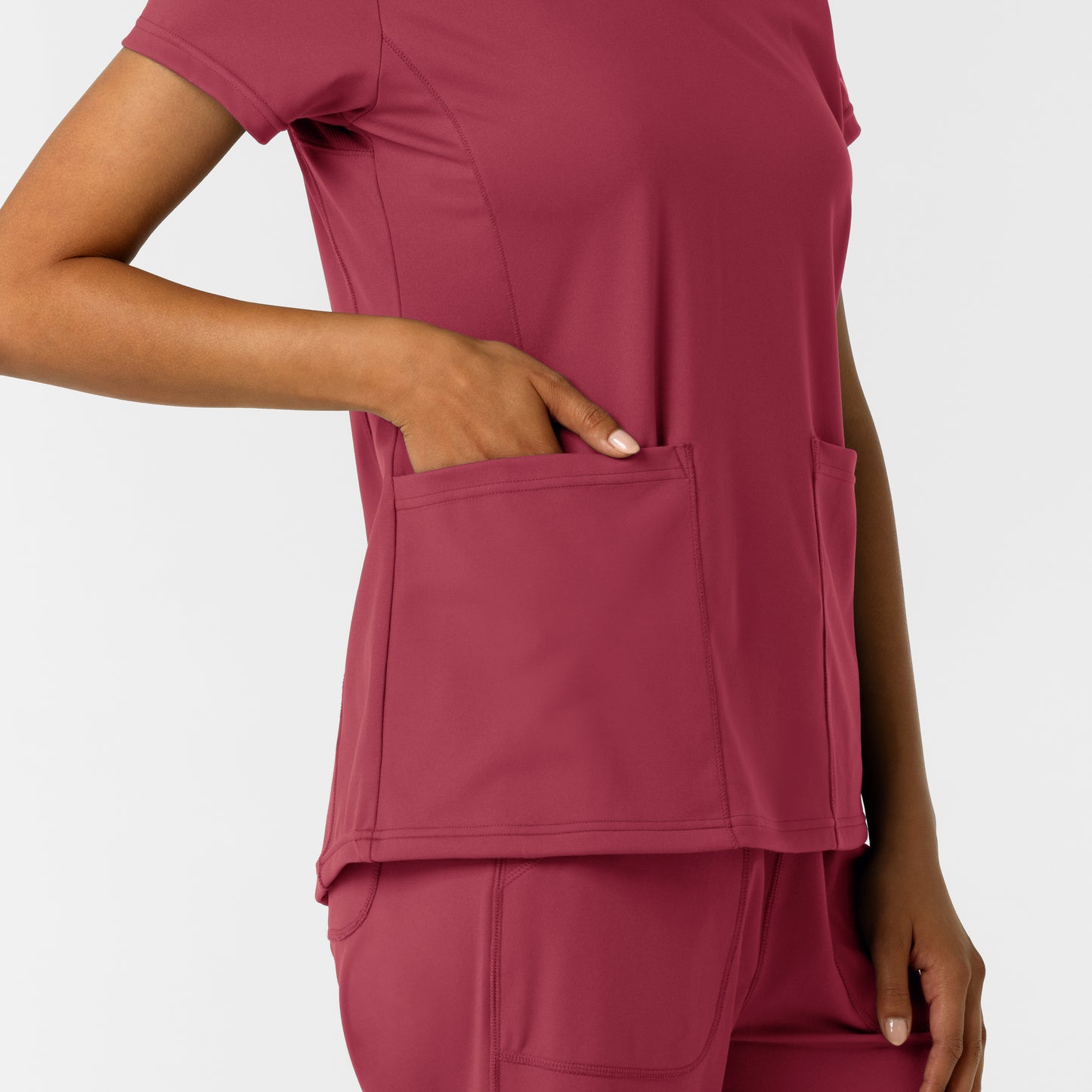 RENEW Knit 6559 Women's 2-Pocket Scrub Top Ruby