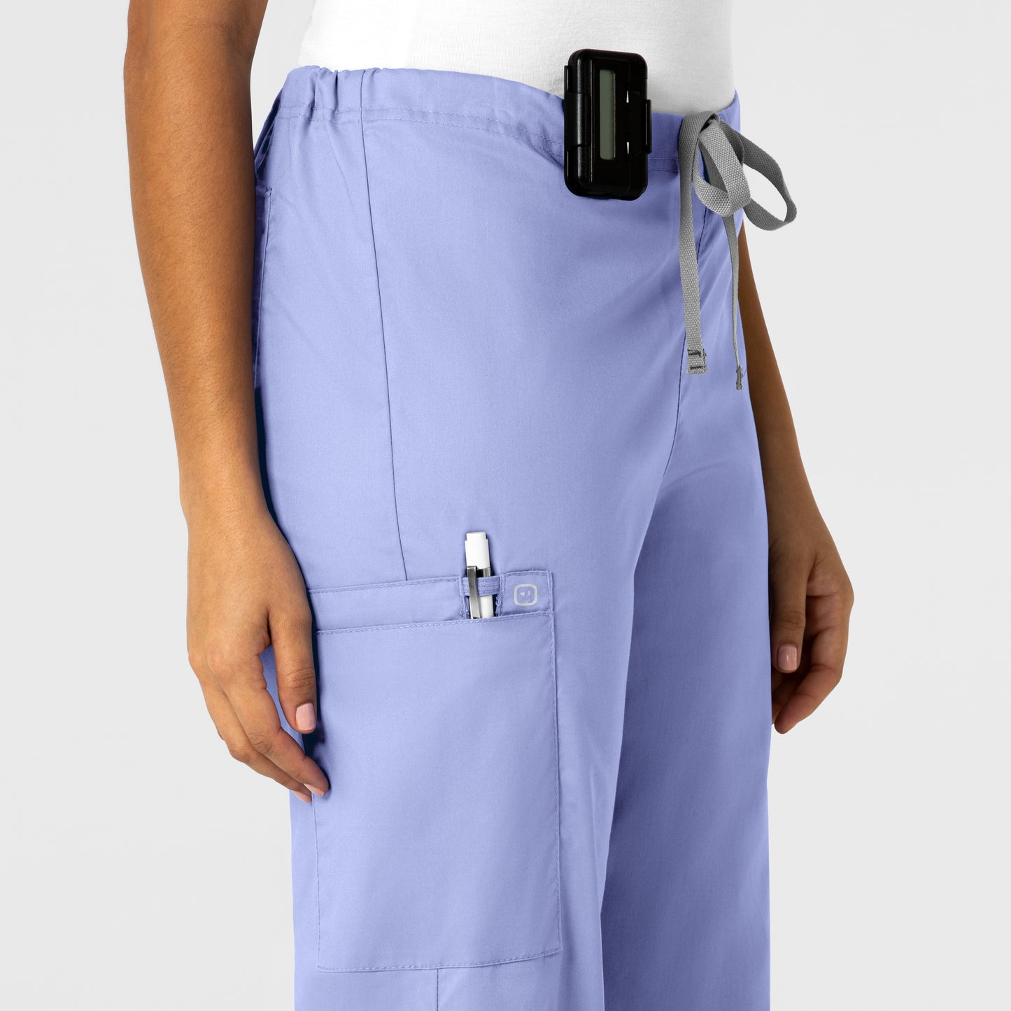 WonderWORK 500 Unisex Drawstring Cargo Scrub Pants Ceil Blue Model Image Alternate | Wink