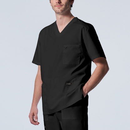 ProFlex LT109 Men's 4 Pocket V Neck Scrub Top Black Image