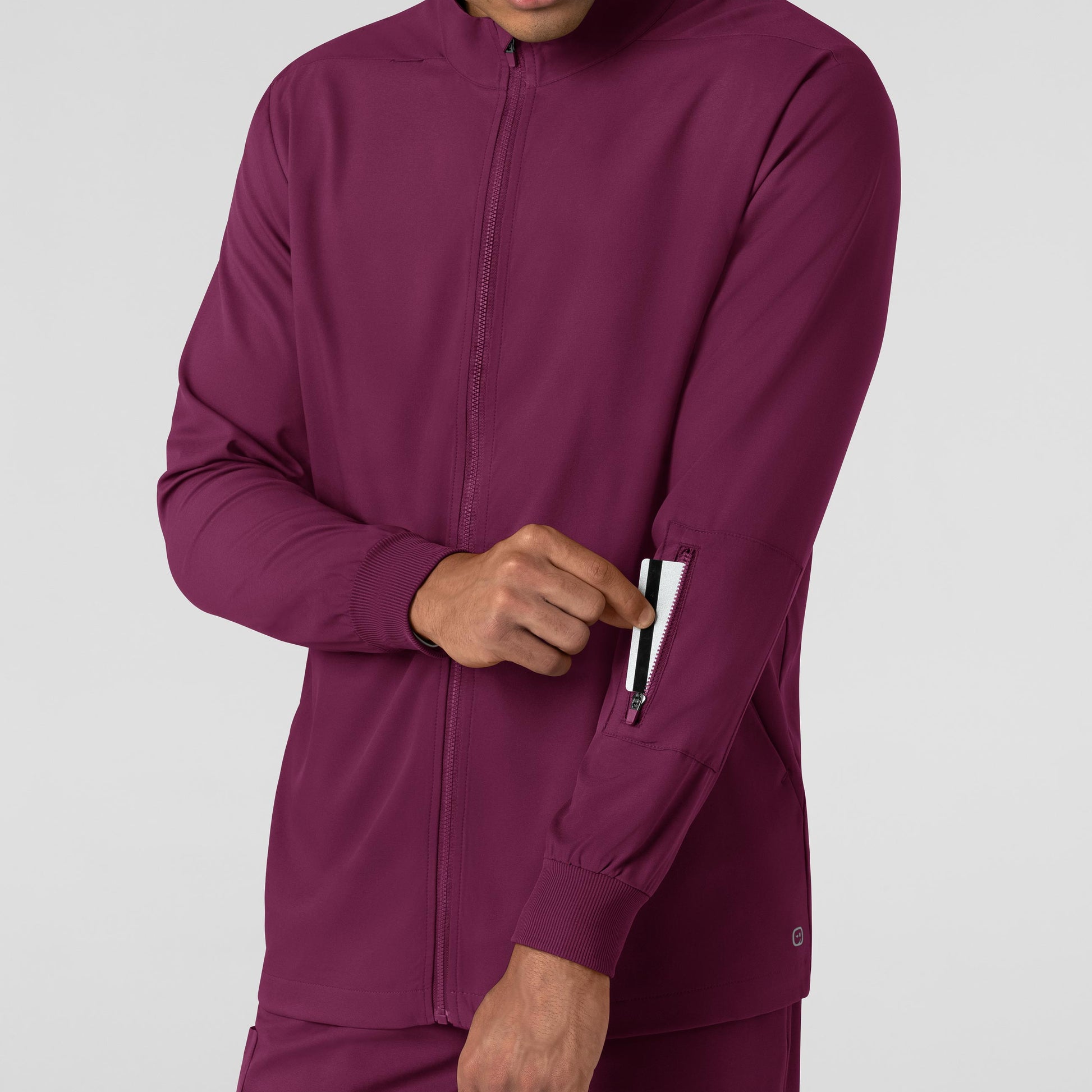 Boundless 8351 Men's Warm Up Scrub Jacket Wine Model Image Alternate | Wink