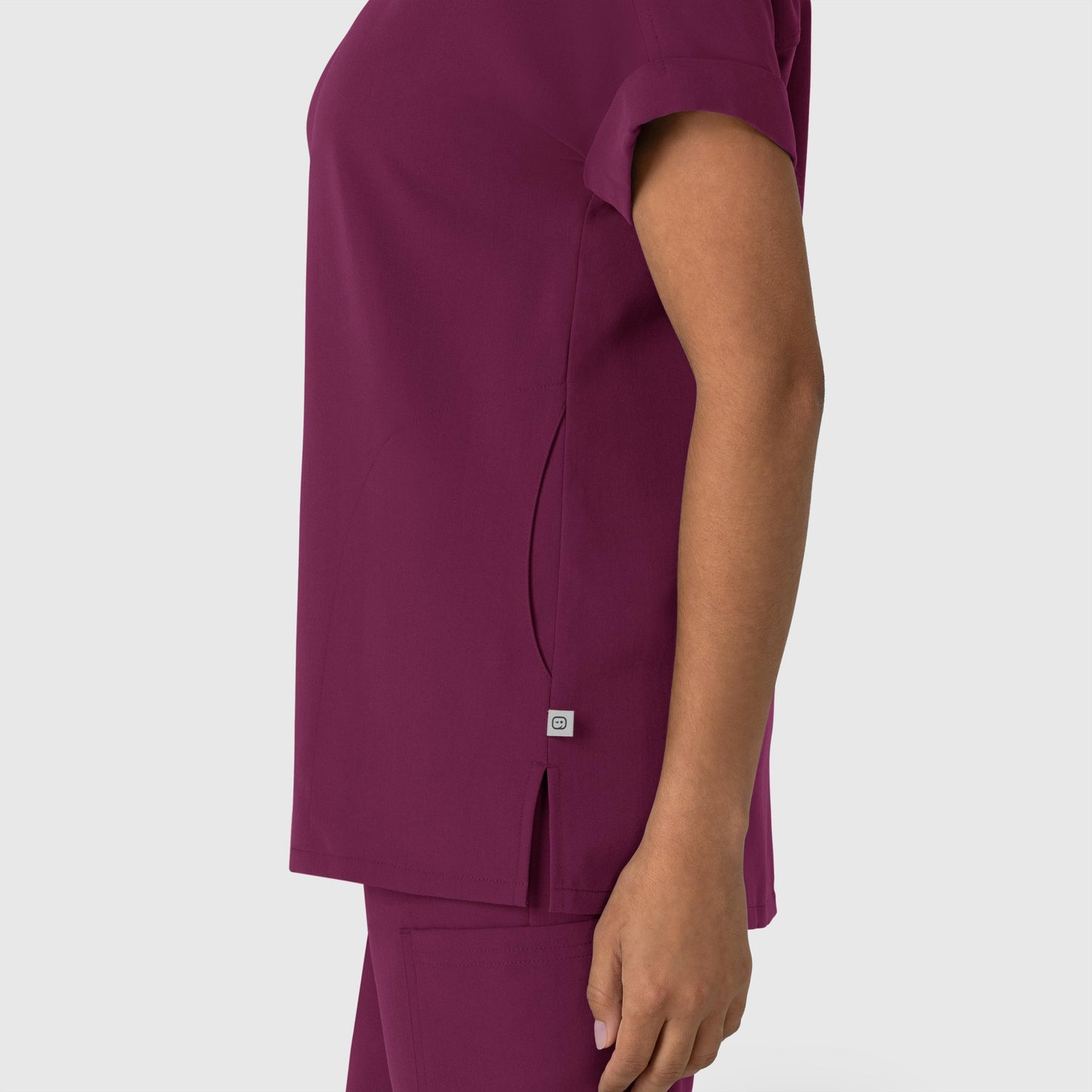 Nova 6232 Drop Shoulder Boxy Scrub Top Wine Model Image Alternate | Wink