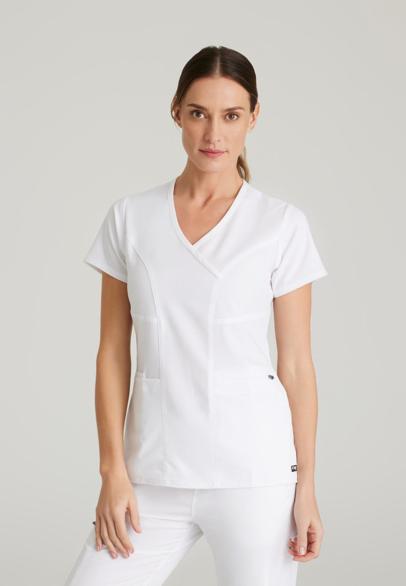 Greys Anatomy Stretch GRST001 Kim Scrub Top White