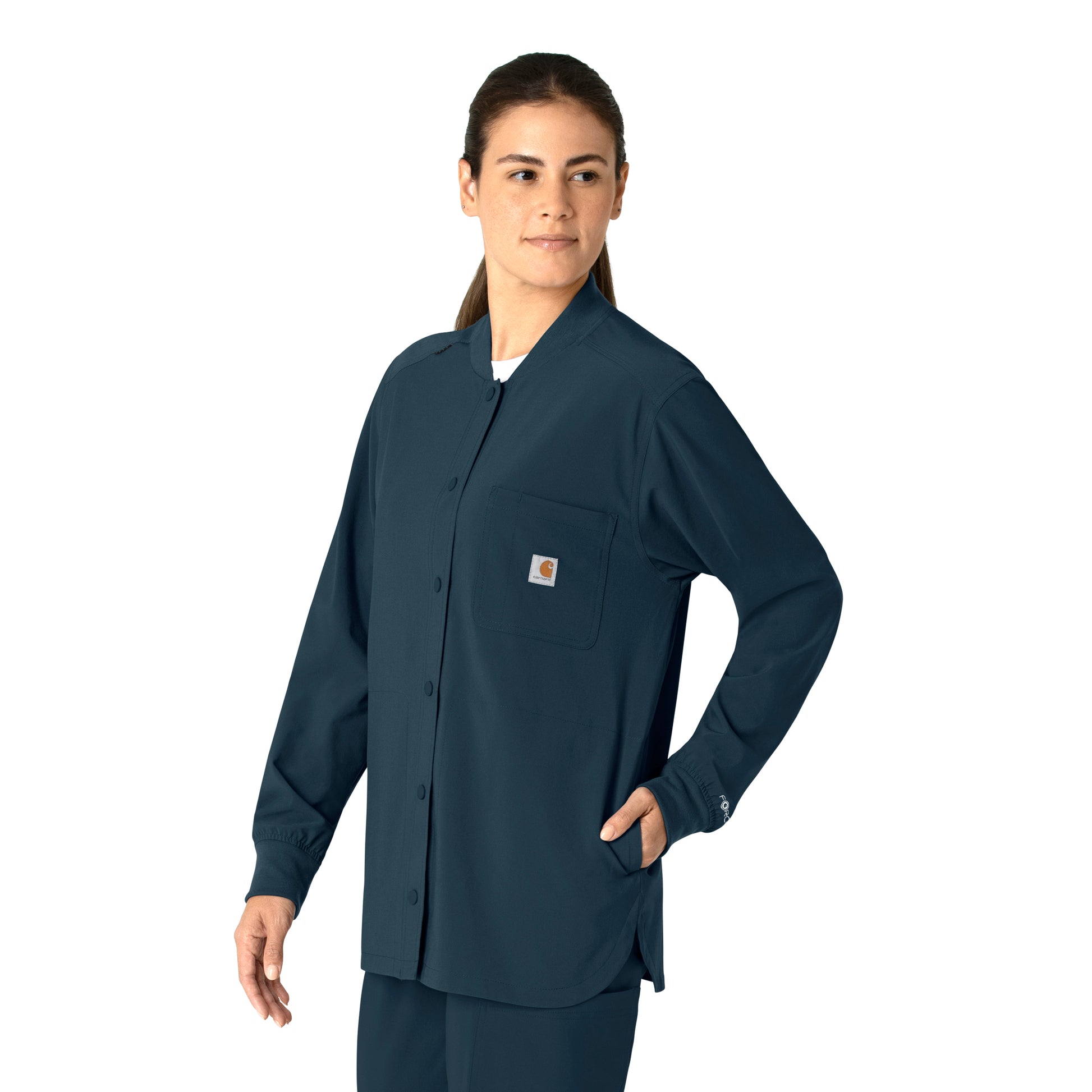 Force Cross-Flex C82210 Shirt Jacket Navy Model Image Right Side | Carhartt