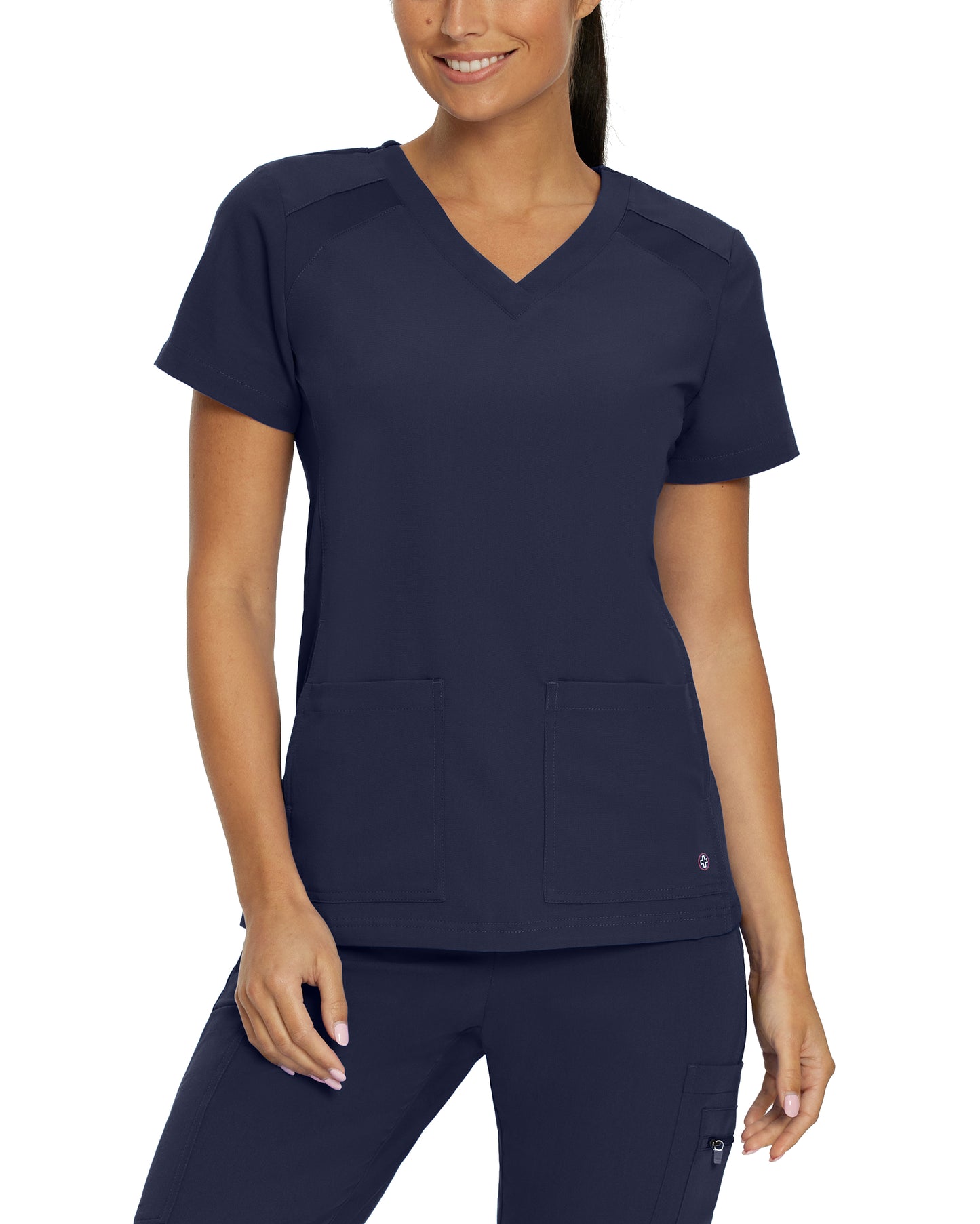 V-Tess 950 Women's 4 Pocket V Neck Scrub Top Navy Image