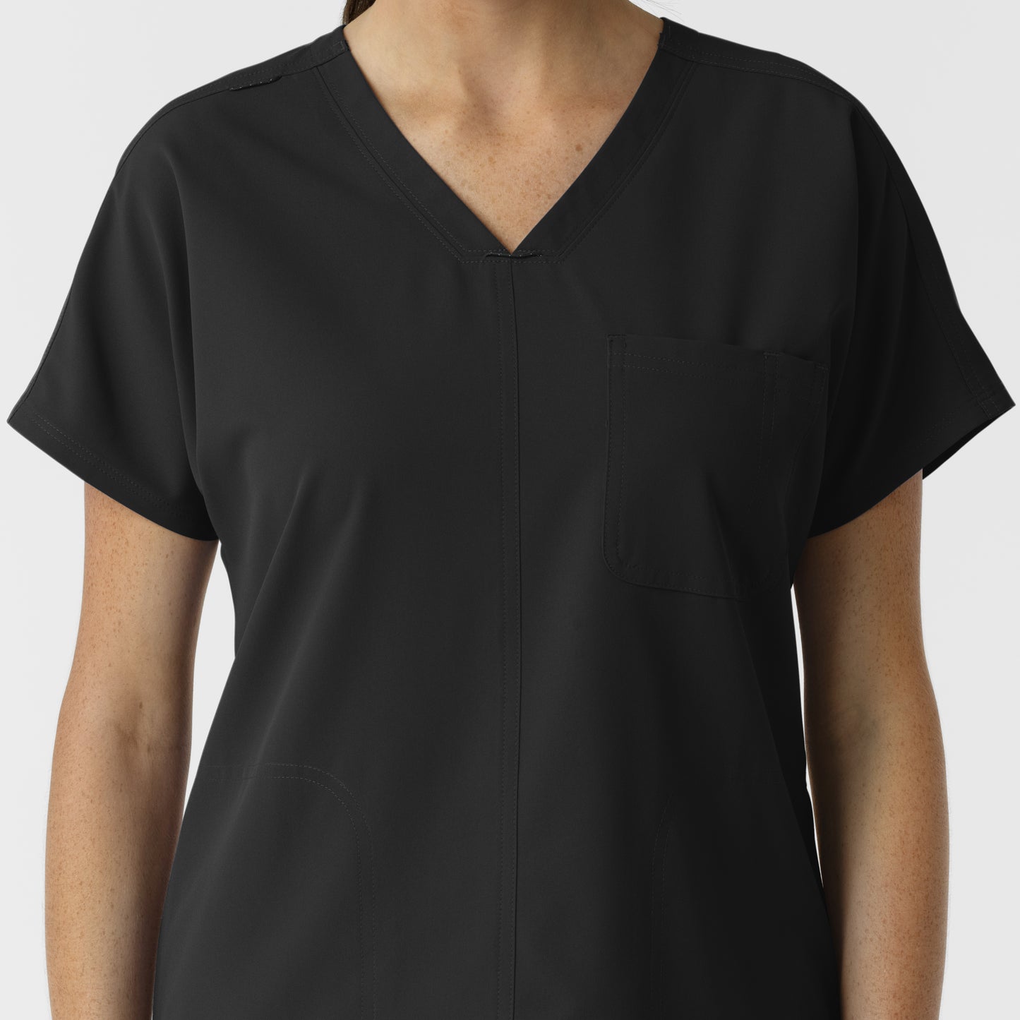 NURTUR 6280 Women's Drop Shoulder Tunic Scrub Top Black