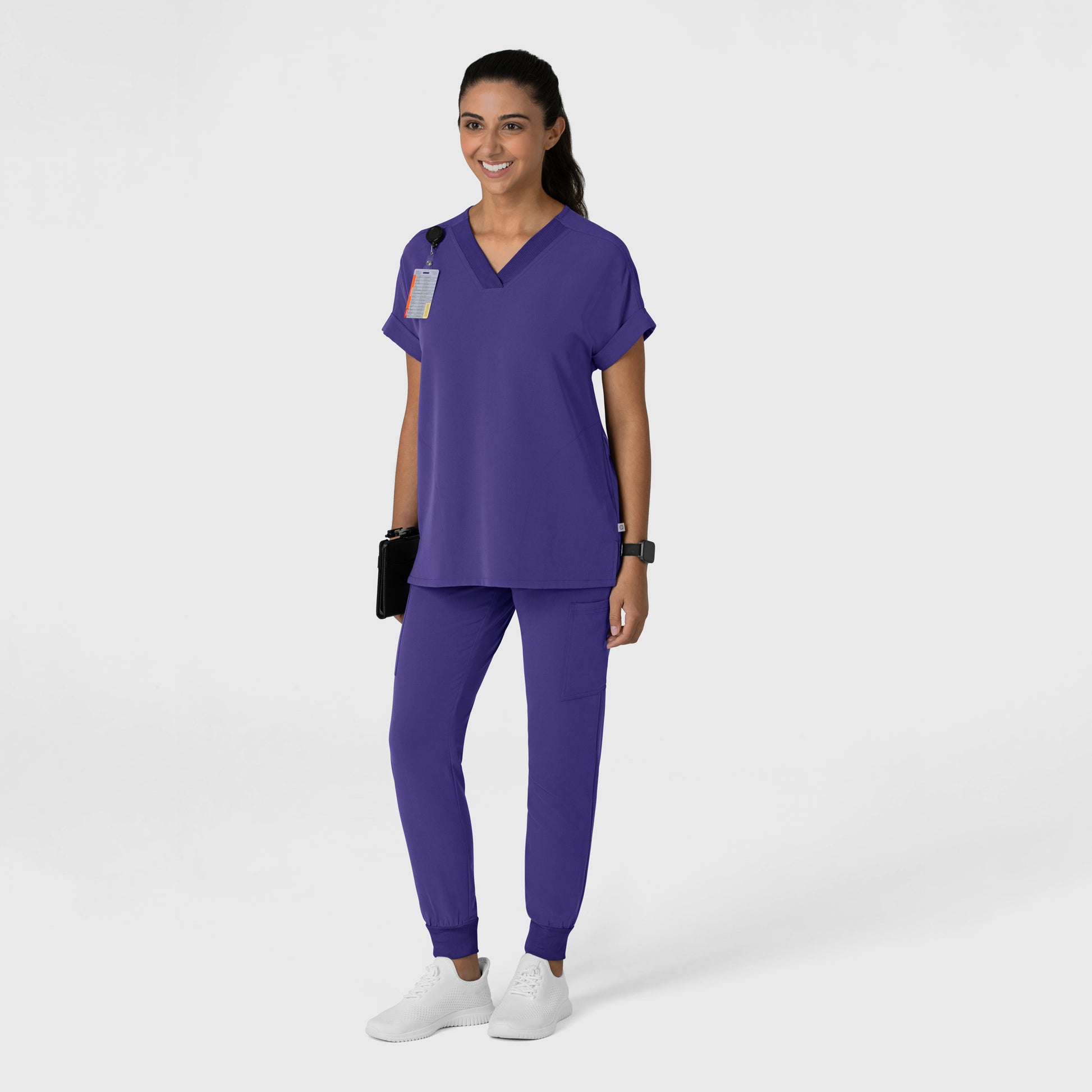 Nova 6232 Drop Shoulder Boxy Scrub Top Grape Model Image Right Side | Wink