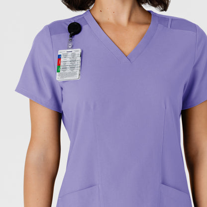 W123 6145 Flex-n-Reach Side Panel V-Neck Scrub Top Iris Purple Model Image Alternate | Wink