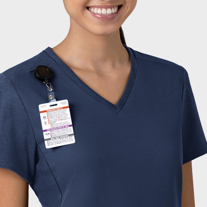 Thrive 6522 Flex-n-Reach V-Neck Scrub Top Navy Model Image Left Side | Wink