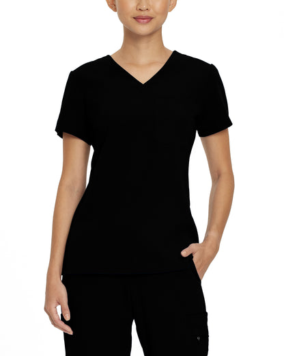 V-Tess 794 Women's 1 Pocket V Neck Scrub Top Black Image