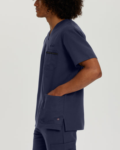 V-Tess 2207 Men's 3 Pocket V Neck Scrub Top Navy Image