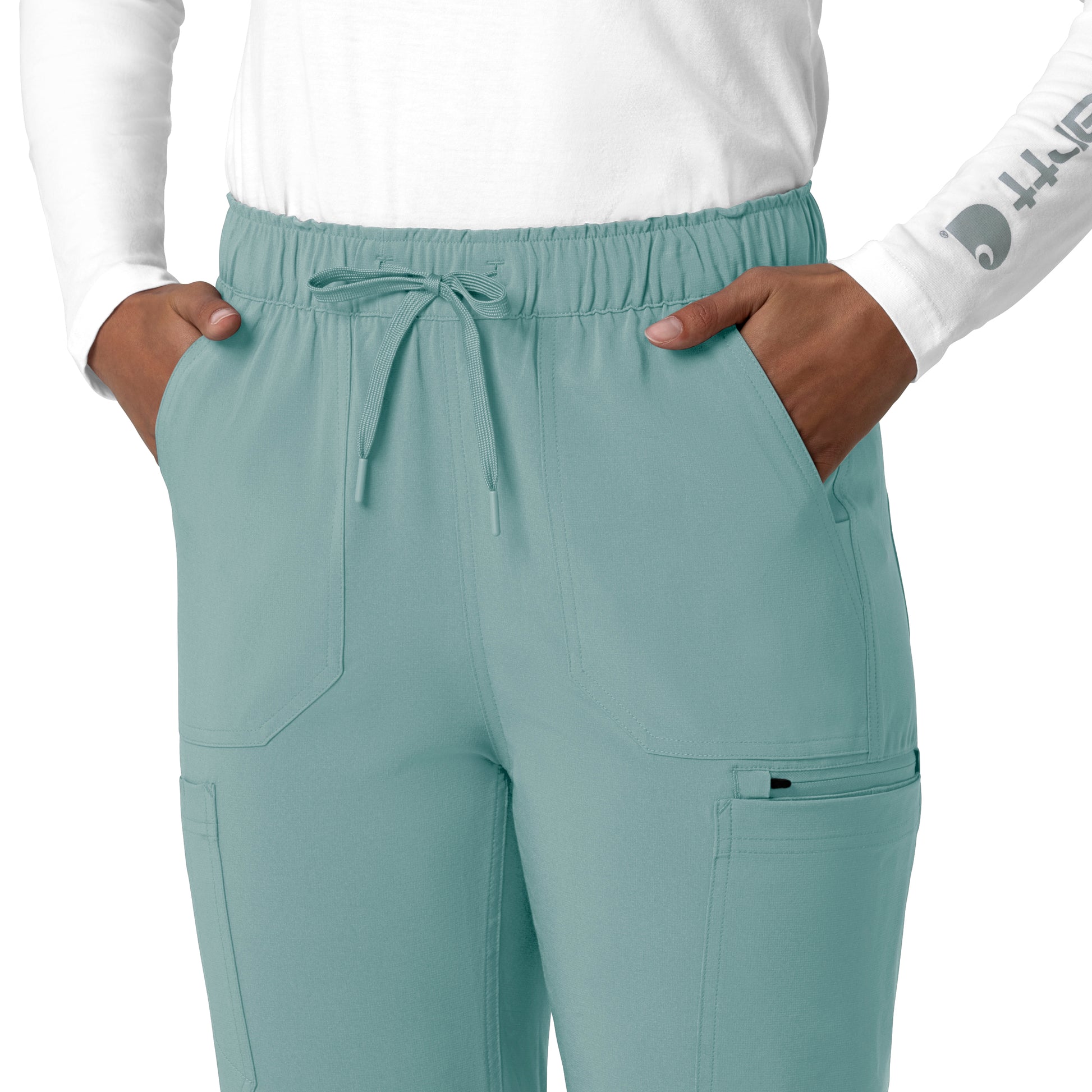 Force Cross-Flex C53210 Straight Leg Cargo Scrub Pant Summer Blue Model Image Alternate | Carhartt