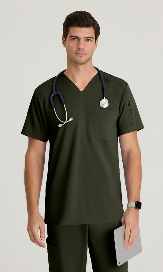 Grey's Anatomy Stretch GRST079 Murphy Scrub Top Olive