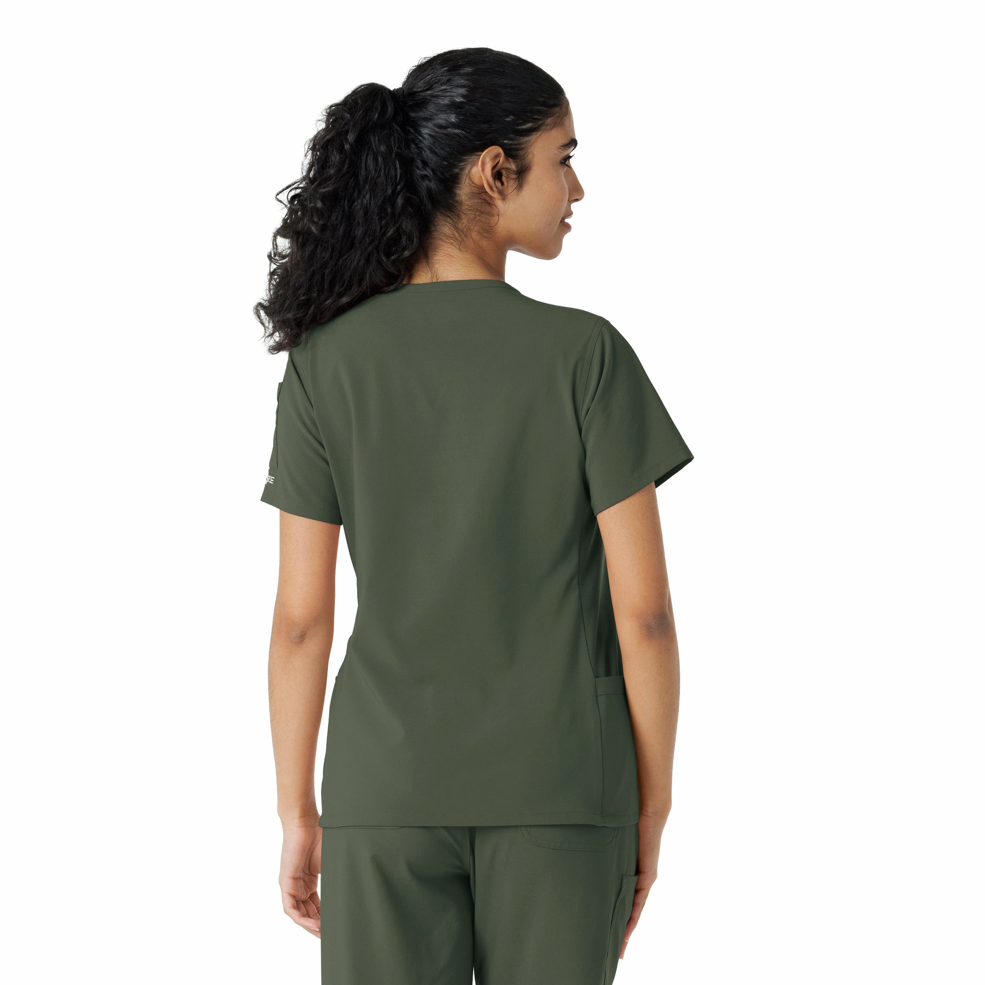 Force Cross-Flex C13310 Women's Knit Panel Scrub Top Olive