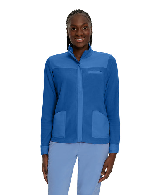 FIT 456 FIT Women's 3 Pocket Warm Up Scrub Jacket Royal Image