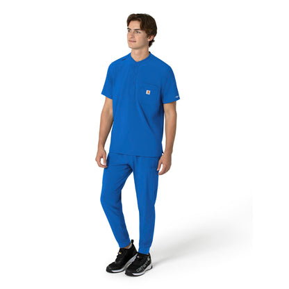 Force Cross-Flex C16310 Men's Henley Scrub Top Royal Model Image Right Side | Carhartt