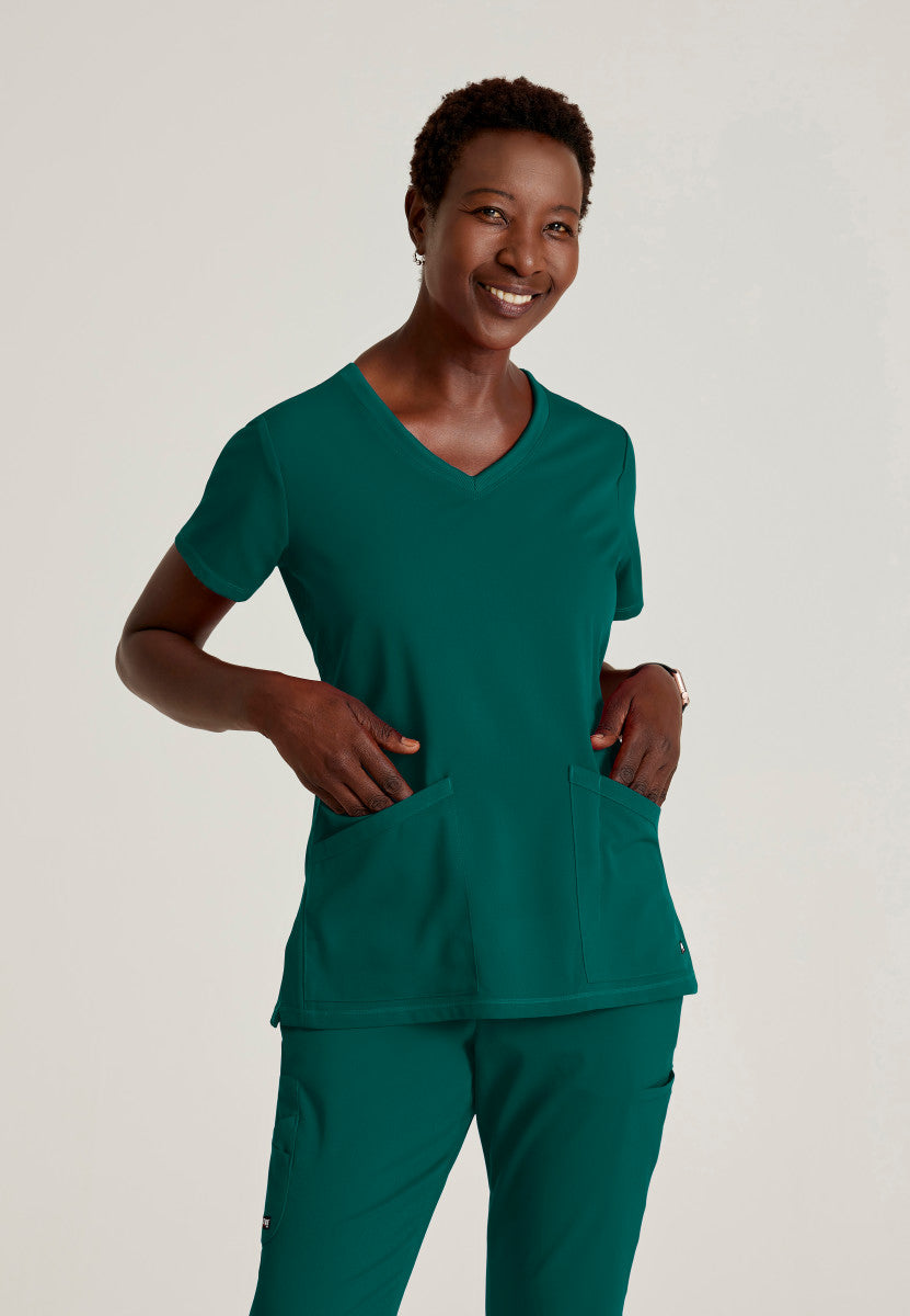 Greys Anatomy Stretch GRST045 Serena Scrub Top Hunter Green