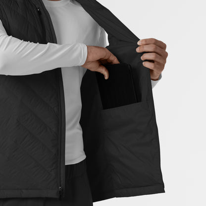 Layers 8377 Men's Quilted Scrub Vest Black Model Image Alternate | Wink