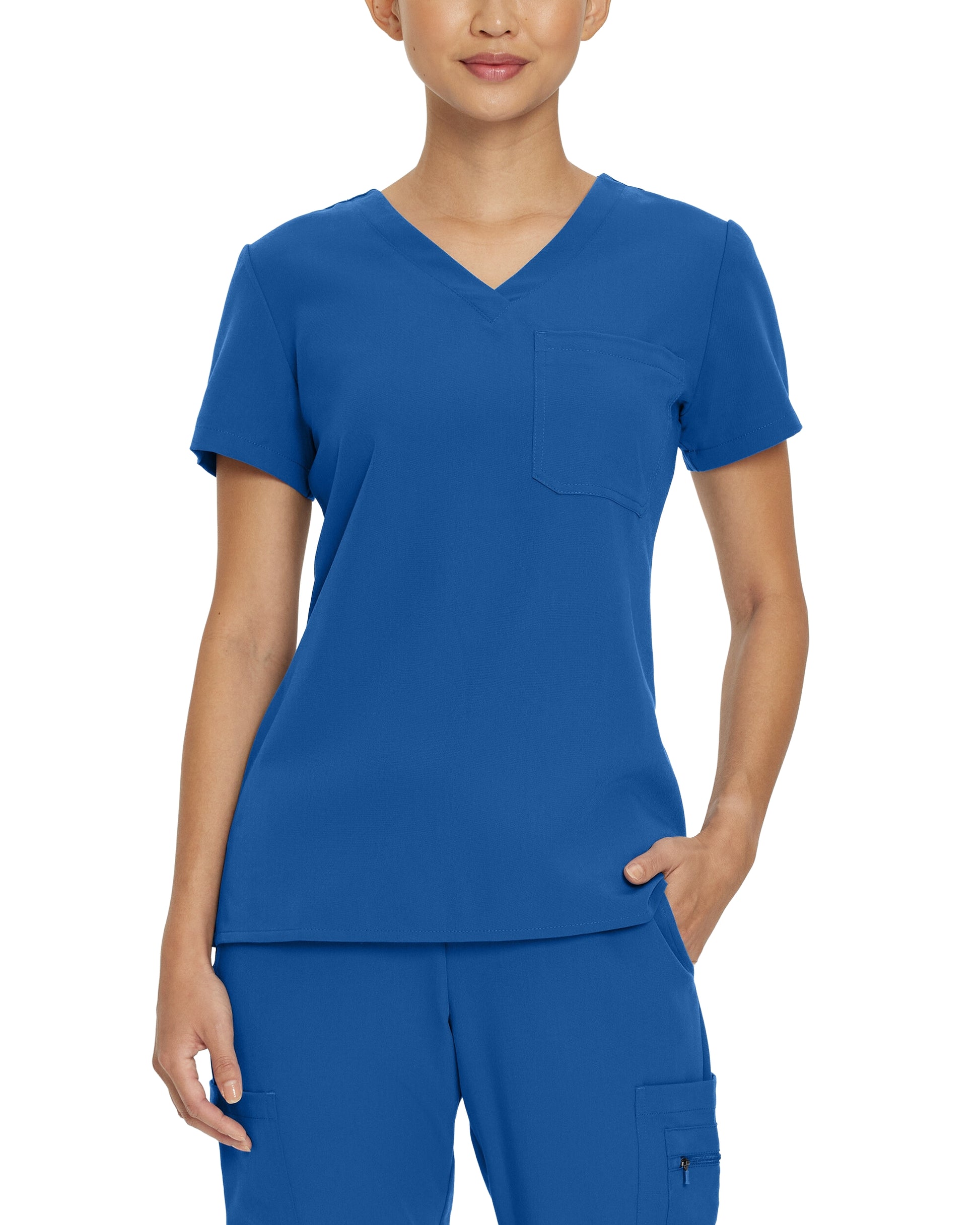 V-Tess 794 Women's 1 Pocket V Neck Scrub Top Royal Image