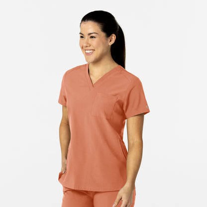 W123 6045 Flex-n-Reach V-Neck Scrub Top Terracotta Model Image Right Side | Wink