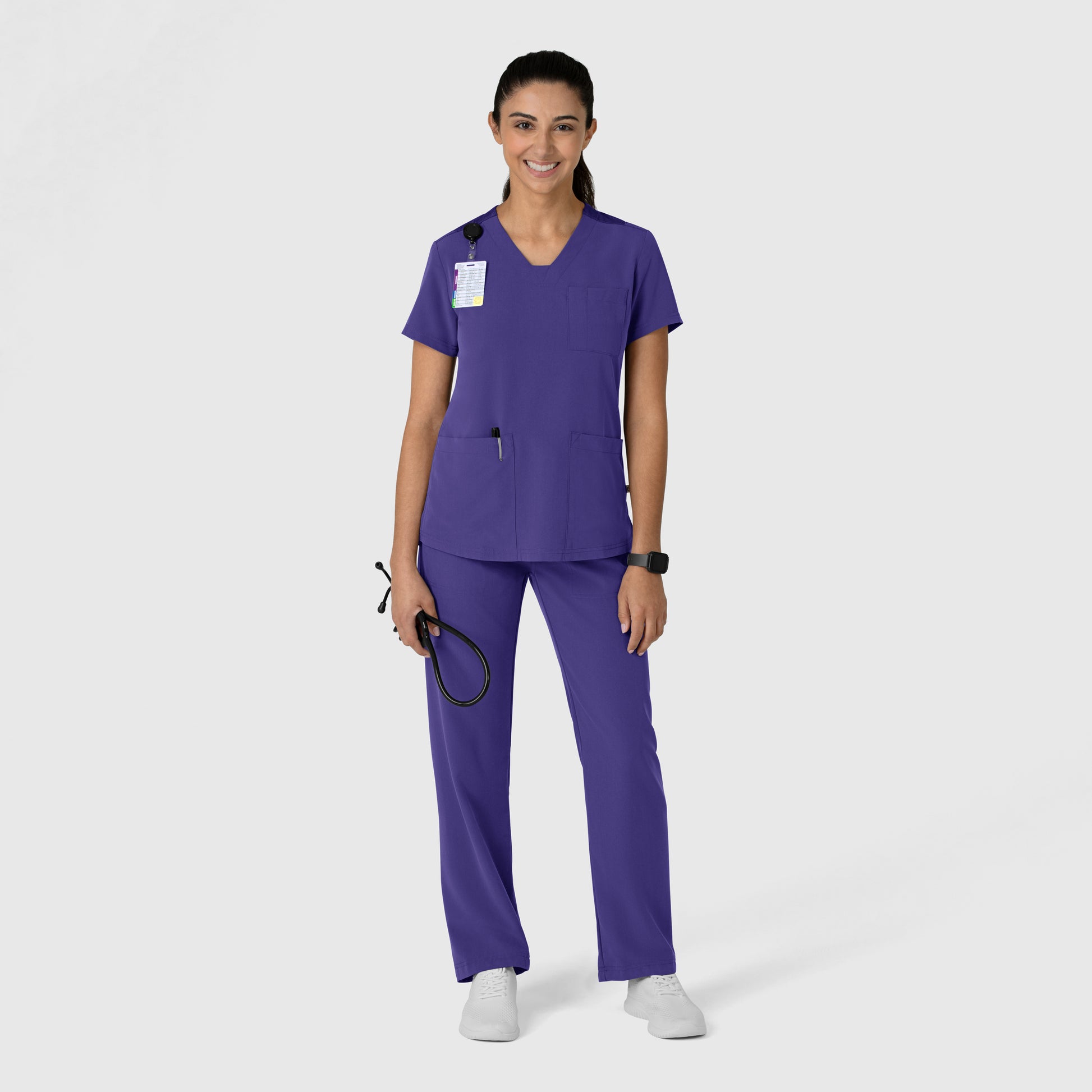 Nova 6132 Flex-n-Reach V-Neck Scrub Top Grape Model Image Right Side | Wink