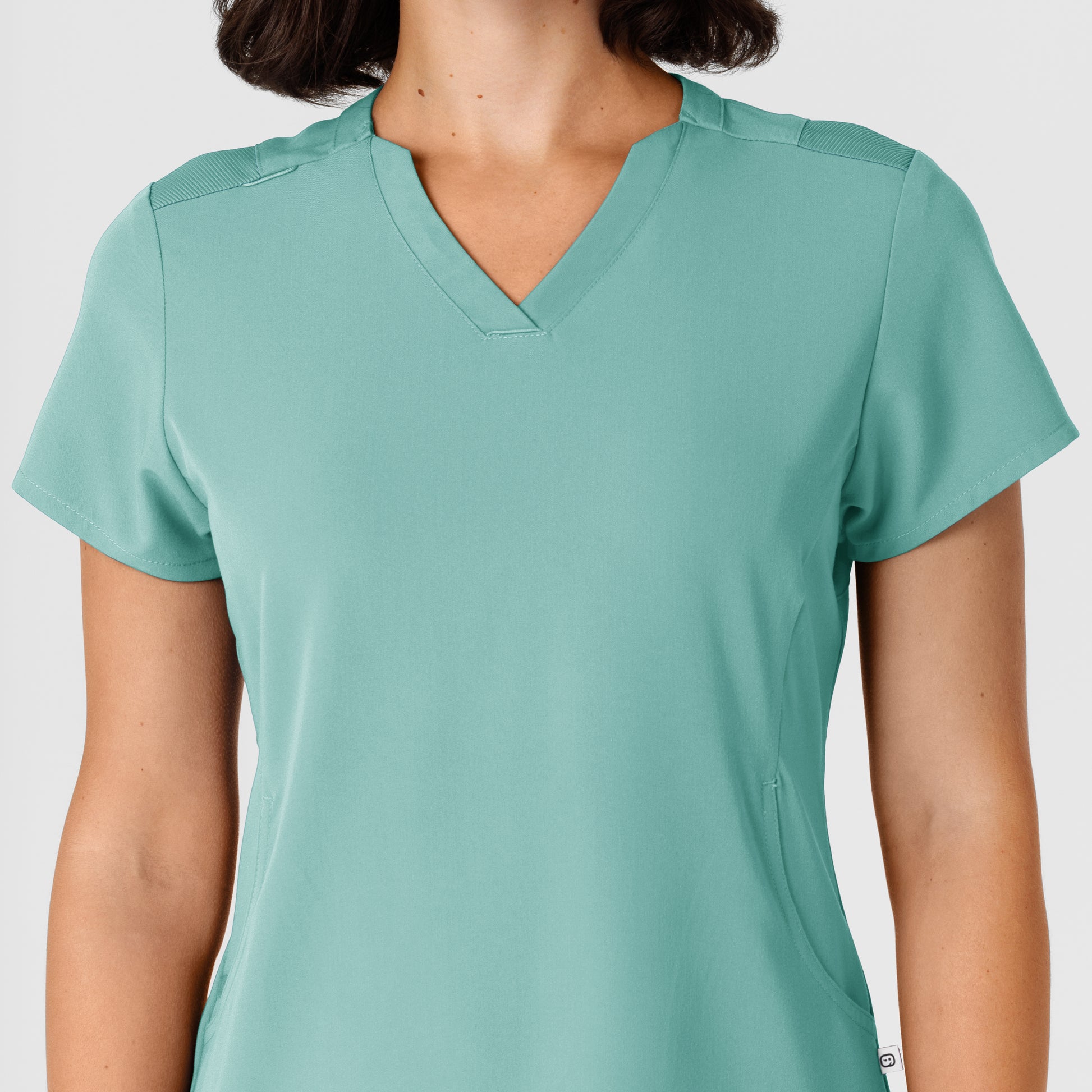 Nova 6432 Flex-n-Reach V-Neck Scrub Top Turquoise Model Image Left Side | Wink