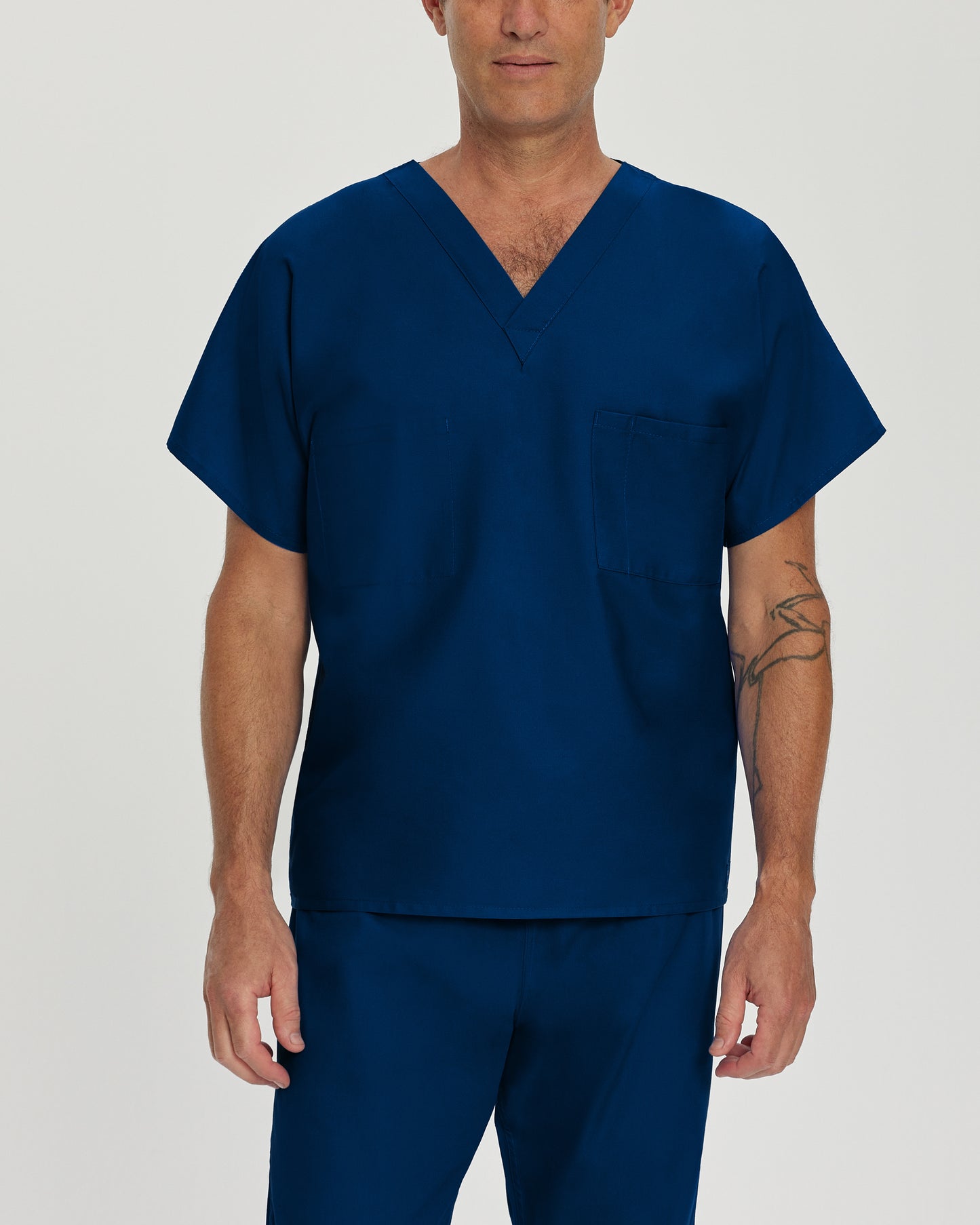 Essentials 7502 Unisex Reversible 1 Pocket V Neck Scrub Top Navy Image