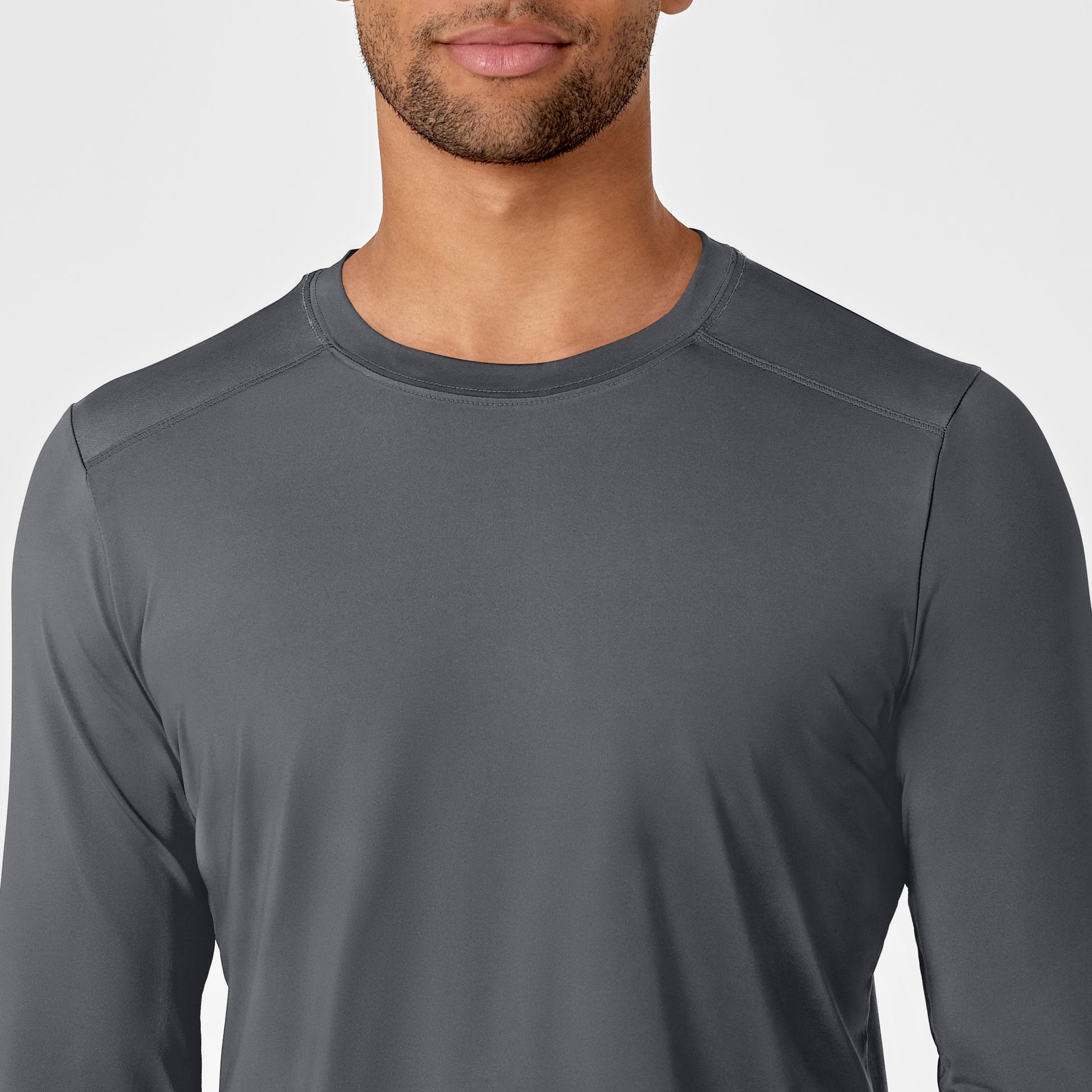 Layers 2629 Men's Performance Long Sleeve Tee Pewter Model Image Left Side | Wink