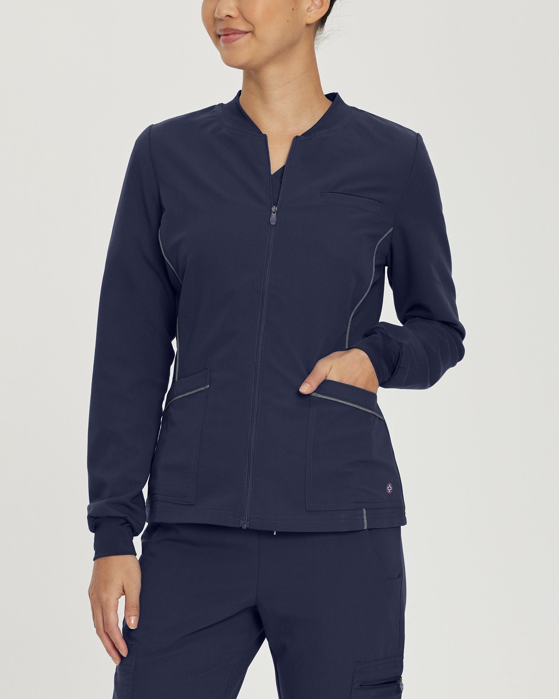 V-Tess 953 Women's 3 Pocket Warm Up Scrub Jacket Navy Image