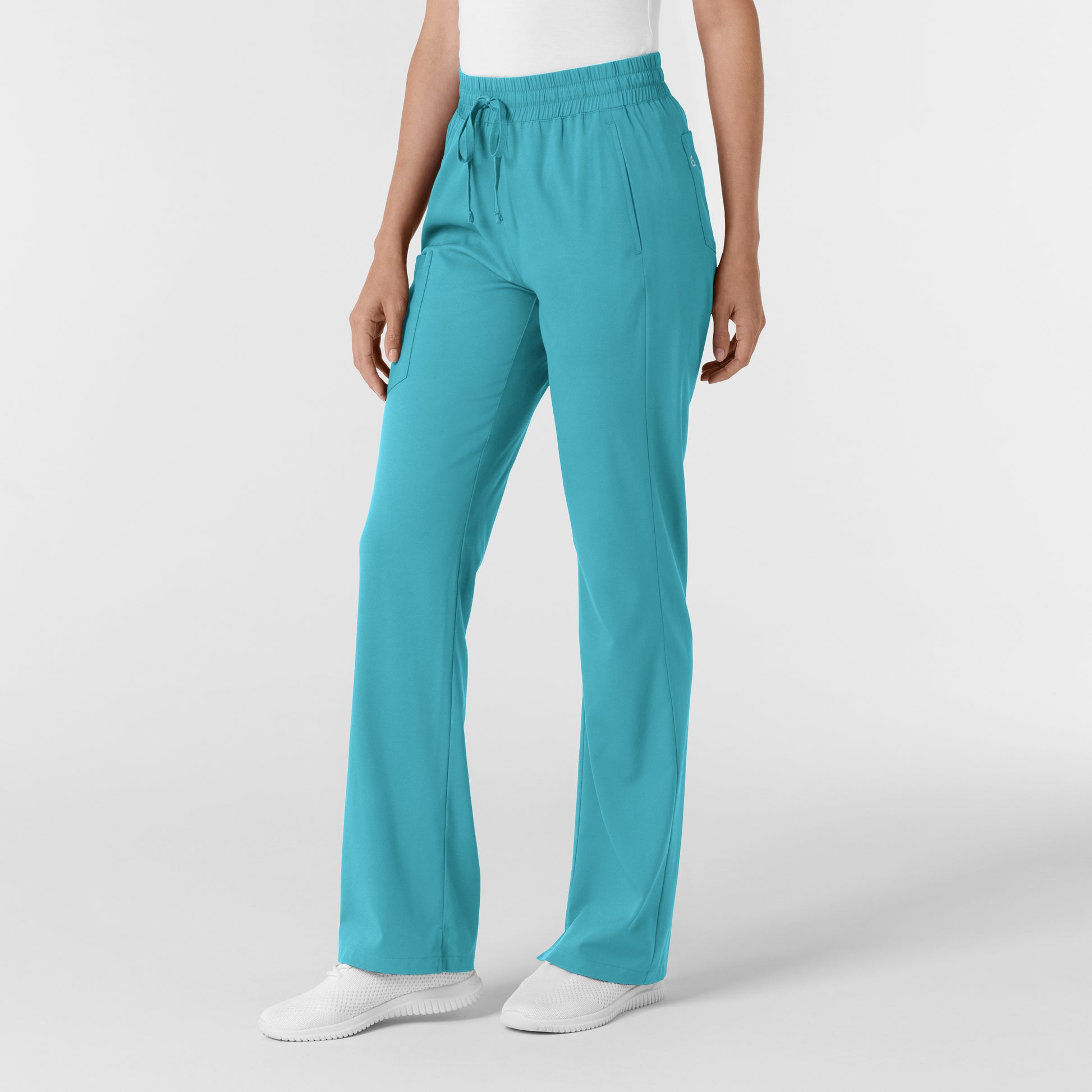 Boundless 5251 Bootcut Scrub Pants Teal Model Image Right Side | Wink