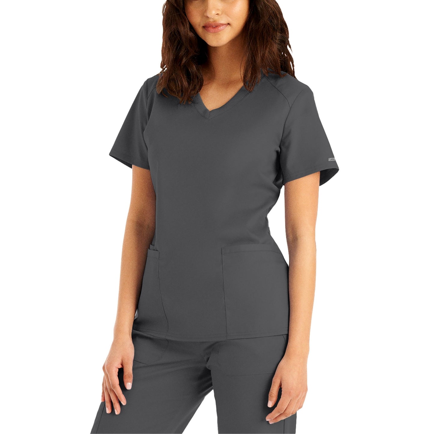 ProFlex LT105 Women's 3 Pocket V Neck Scrub Top Steel Image