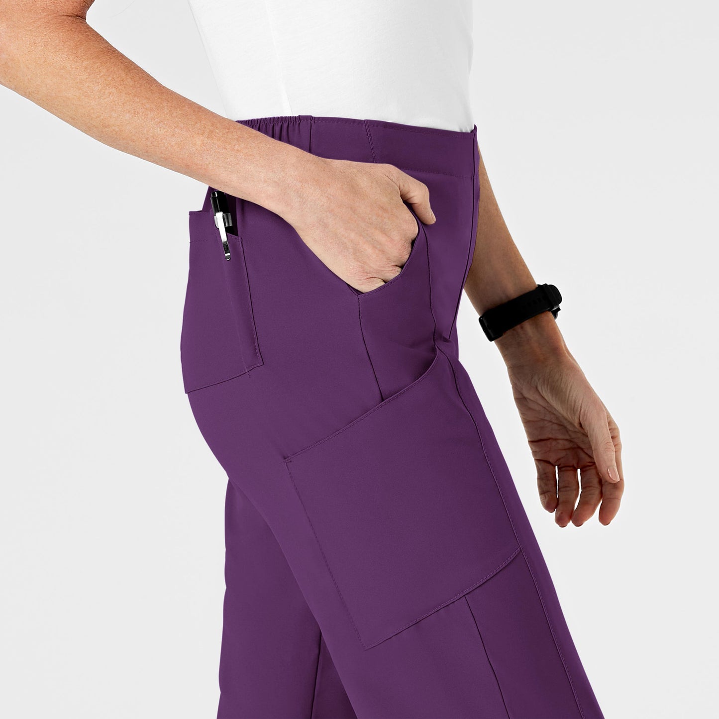 W123 5155 Flat Front Cargo Scrub Pants Eggplant Model Image Alternate | Wink