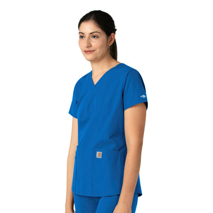 Force Essentials C12113 V-Neck Scrub Top Royal Model Image Right Side | Carhartt