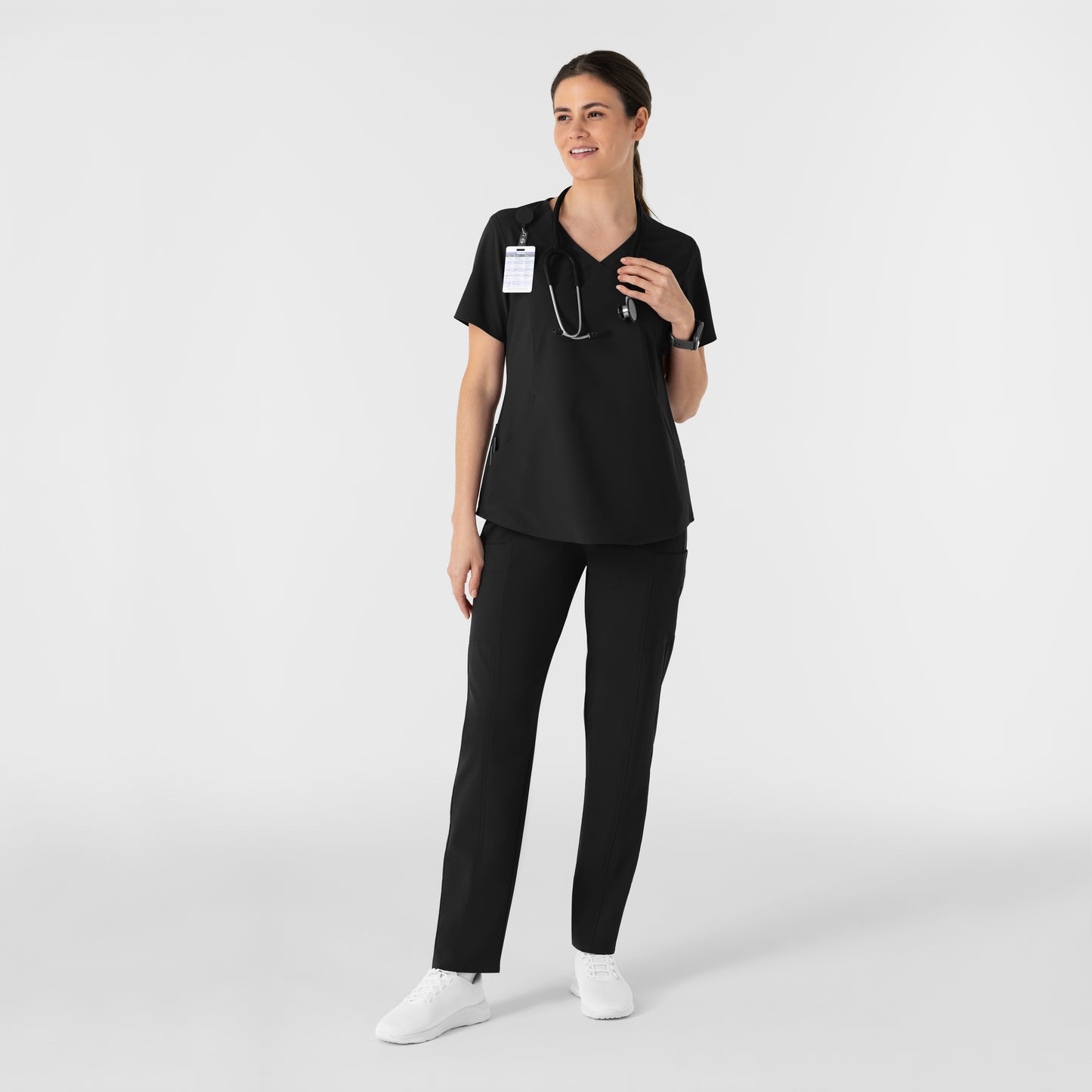 RENEW 6254 Women's V-Neck Scrub Top Black