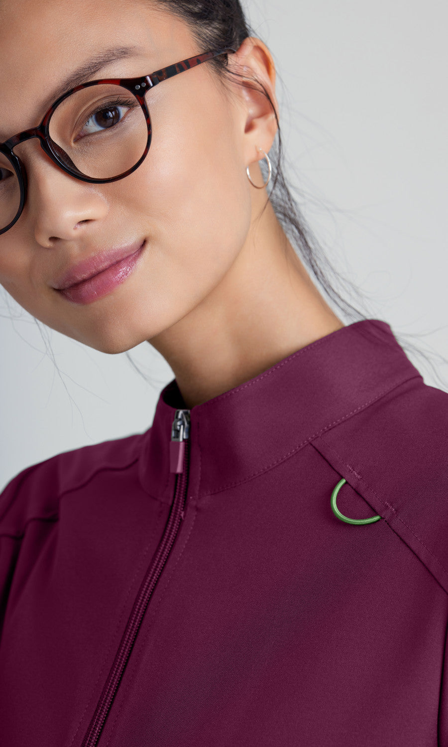 Grey's Anatomy Evolve GSSW886 Virtue Scrub Jacket Wine