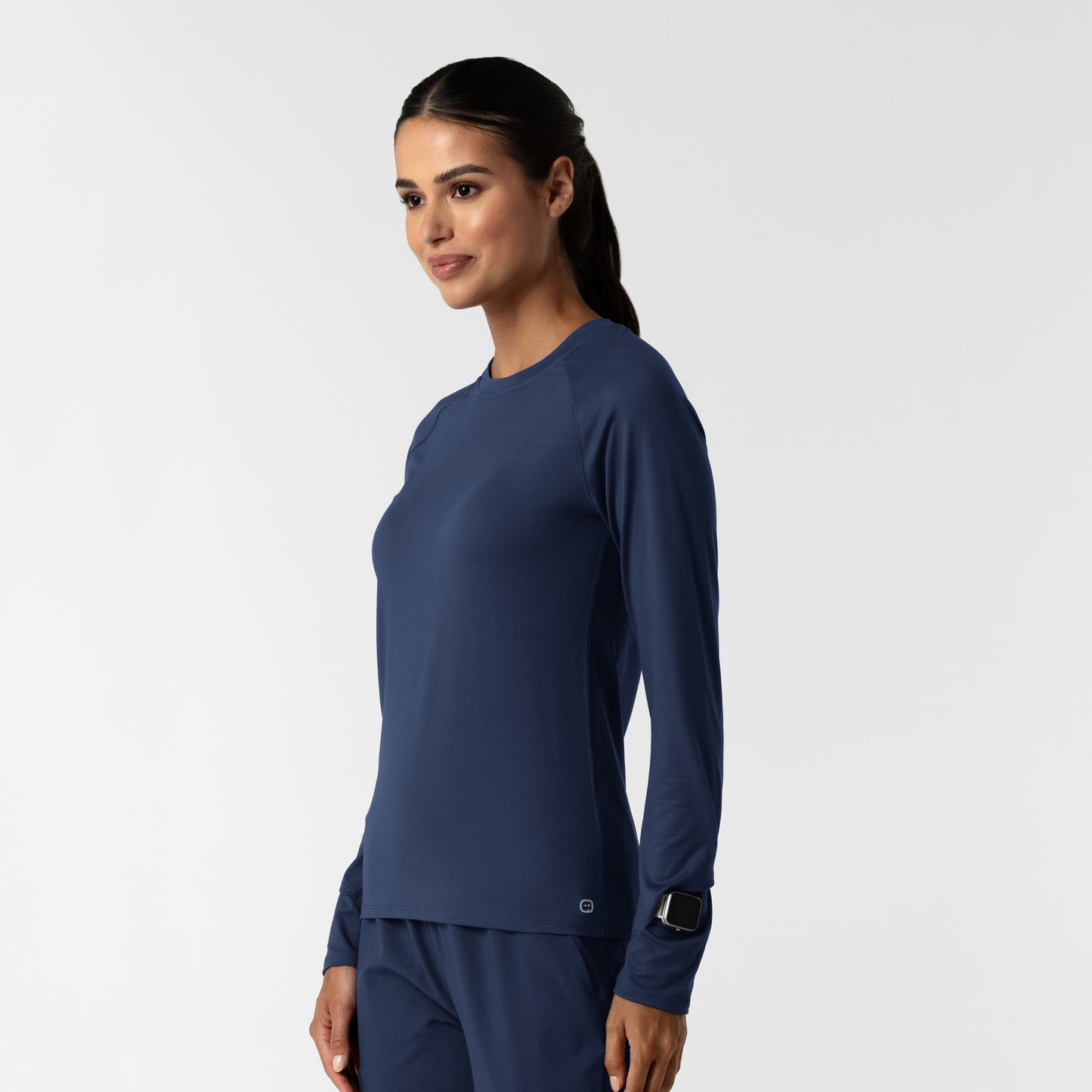 Layers 2139 Women's Watch Window Long Sleeve Underscrub Top Navy
