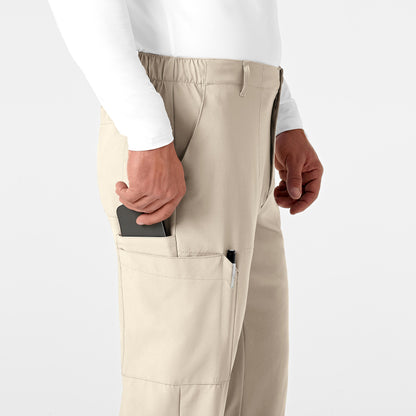 W123 5355 Men's Flat Front Cargo Scrub Pants Khaki Model Image Alternate | Wink