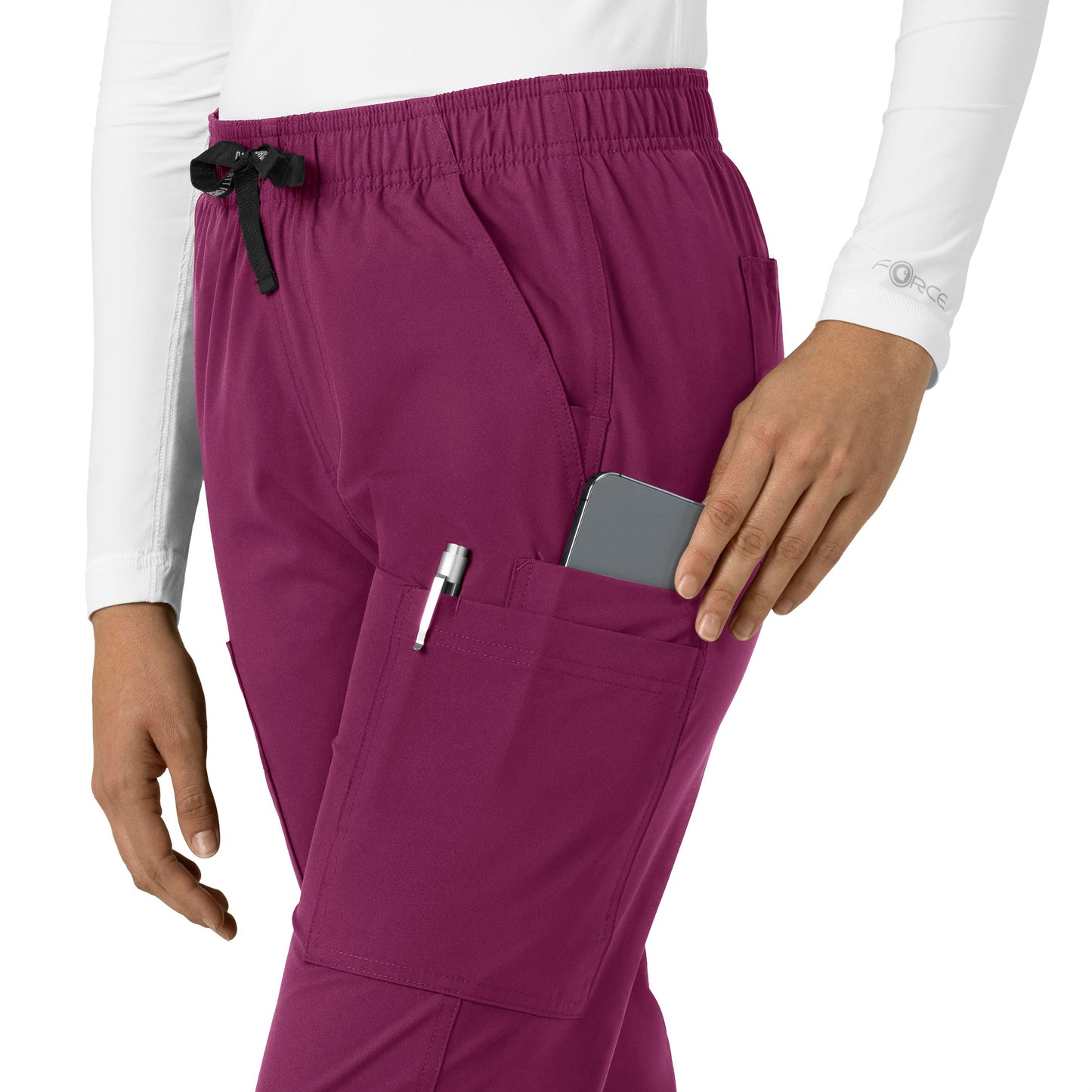 Force Essentials C51213 Straight Leg Scrub Pants Wine Model Image Left Side | Carhartt