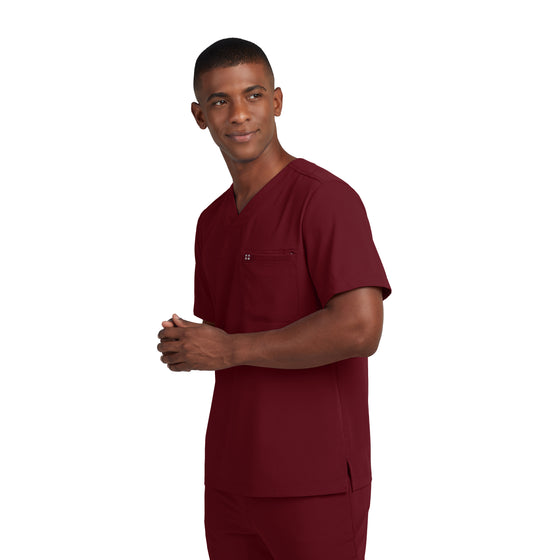 CRFT WT131 Men's 2 Pocket V Neck Scrub Top Wine Image