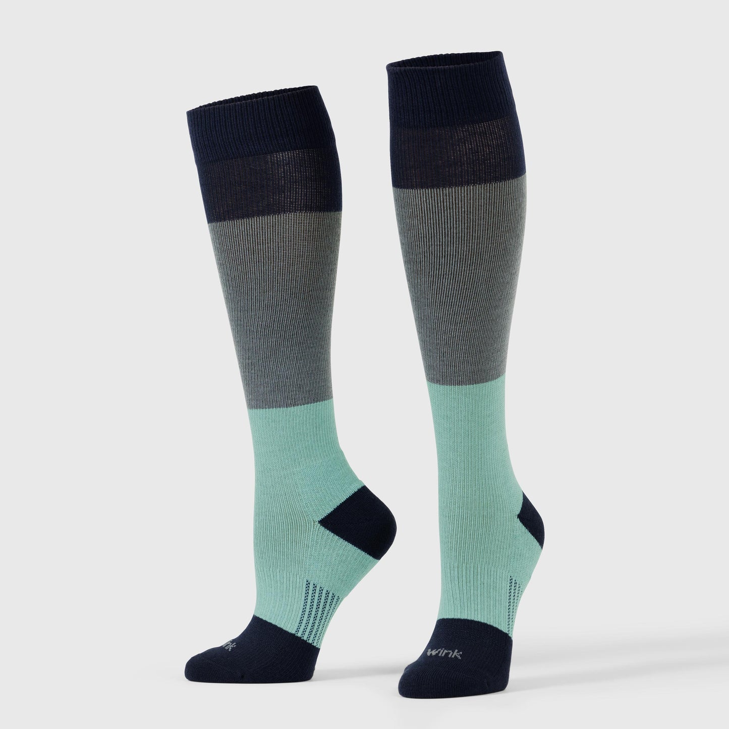 Wink S401 Compression Socks Navy/Lt Grey/Turq Color Block