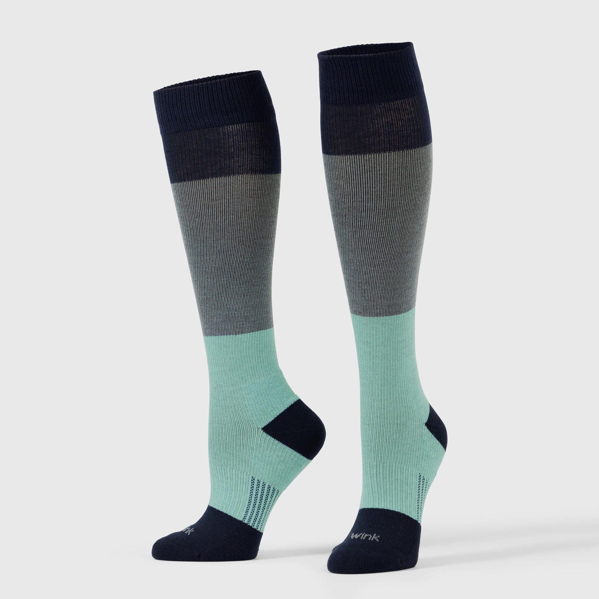 Wink S401 Compression Socks Navy/Lt Grey/Turq Color Block