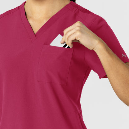 W123 6045 Flex-n-Reach V-Neck Scrub Top Viva Magenta Model Image Alternate | Wink