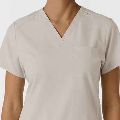 W123 6045 Flex-n-Reach V-Neck Scrub Top Cloud Model Image Left Side | Wink