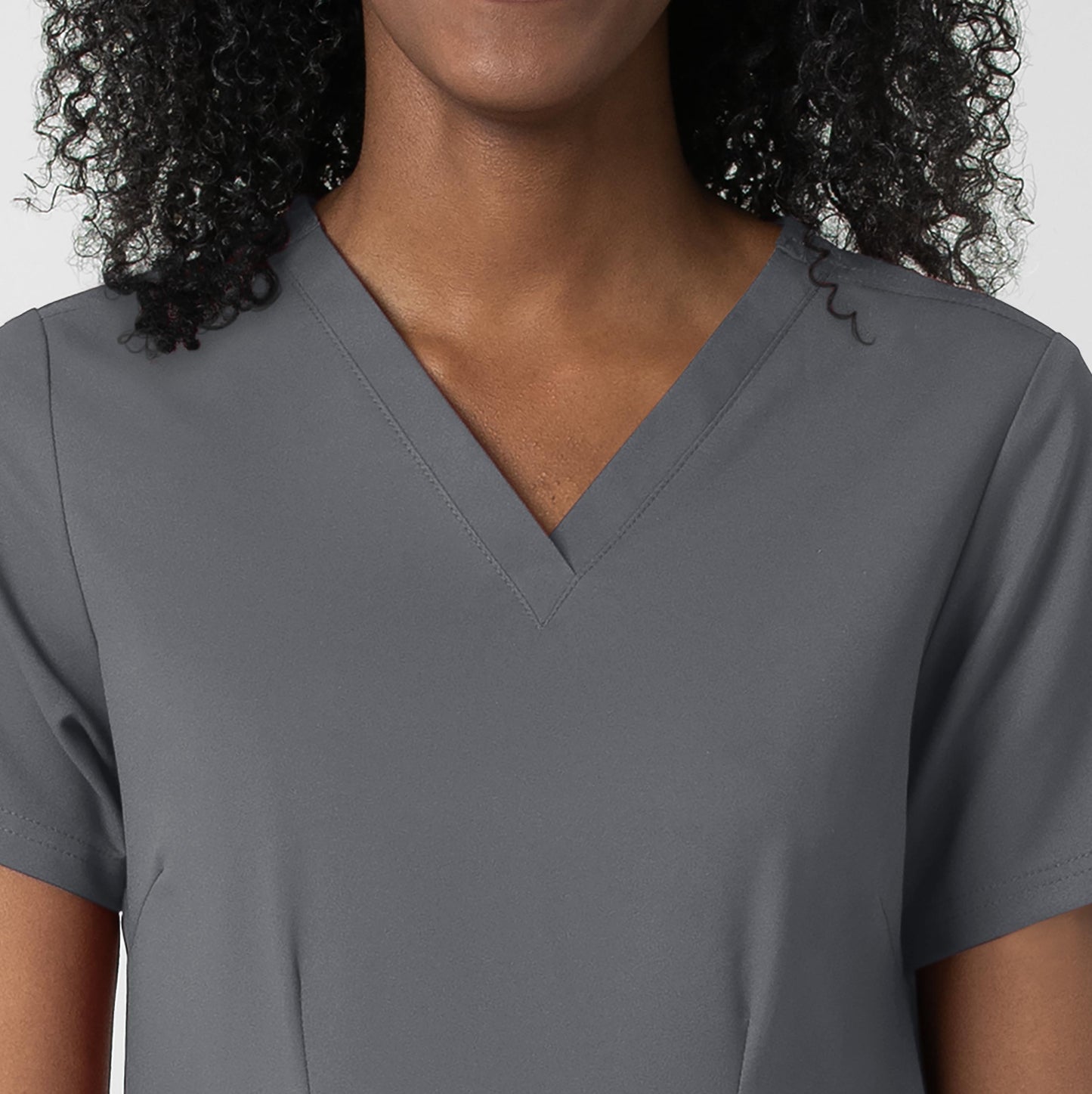 Thrive 6122 Fitted 3-Pocket V-Neck Scrub Top Pewter Model Image Left Side | Wink