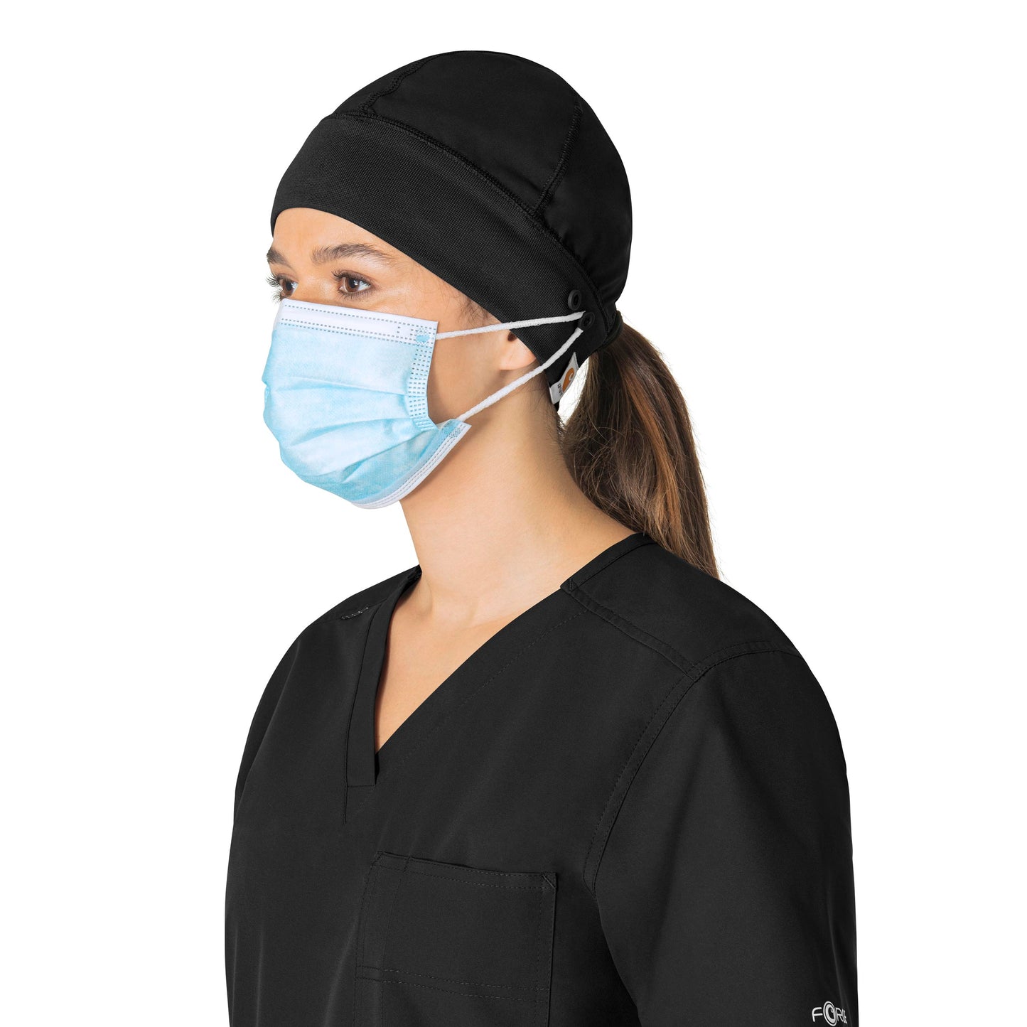 Force Essentials C40013 Unisex Beanie Scrub Cap Black Model Image Front | Carhartt