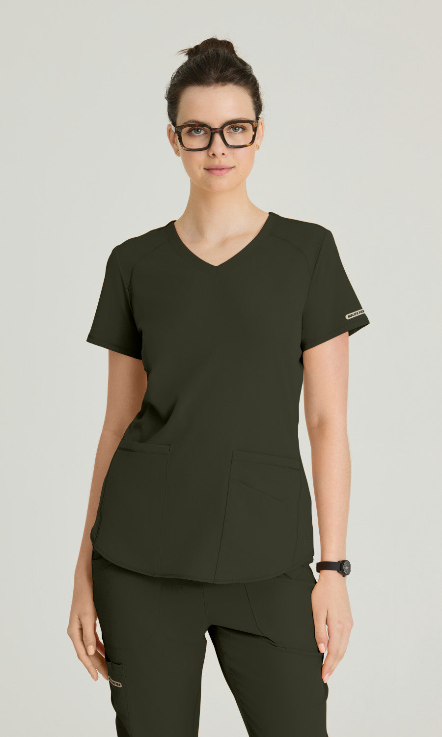 Skechers SK101 Women's Breeze Top in Olive by Barco Model Image Front