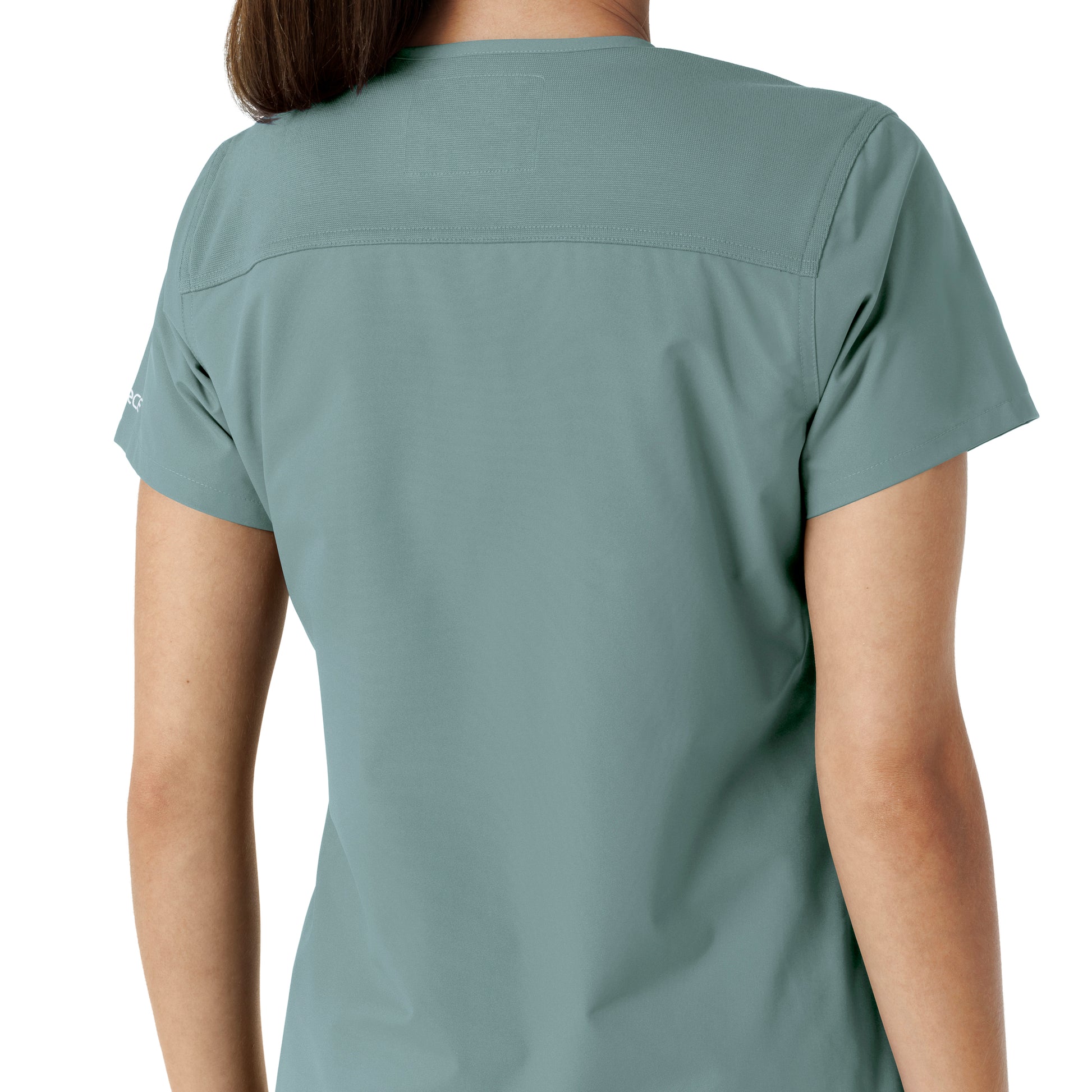 Force Essentials C12313 V-Neck Knit Panel Scrub Top Summer Blue Model Image Alternate | Carhartt