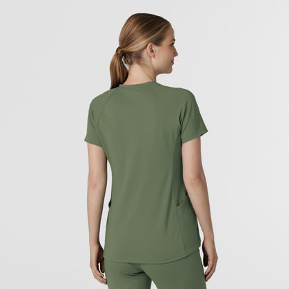 RENEW Knit 6259 Women's Flex-n-Reach V-Neck Raglan Scrub Top Olive