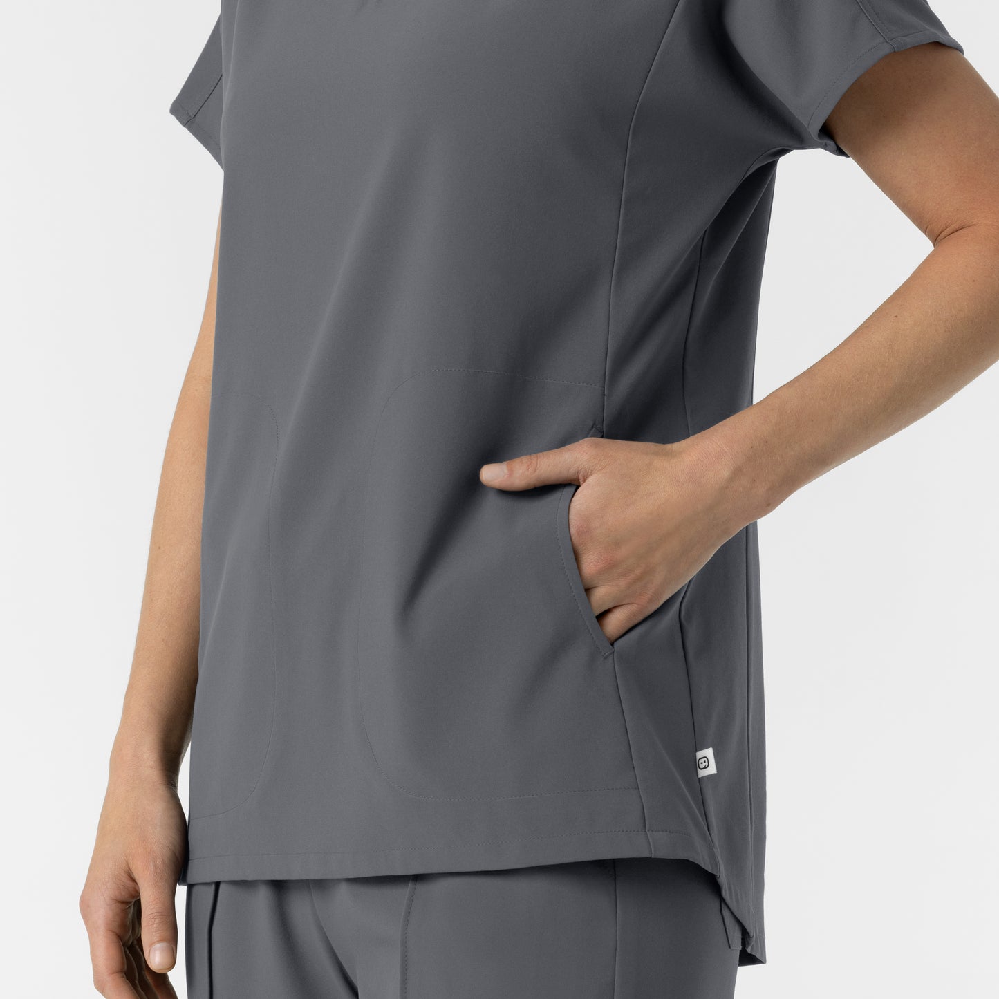 RENEW 6154 Women's V-Neck Tunic Scrub Top Pewter